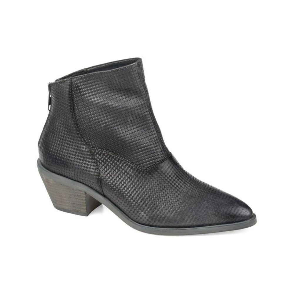 JOURNEE SIGNATURE Womens Gray Cassie Almond Toe Stacked Heel Zip-Up Booties 6 M